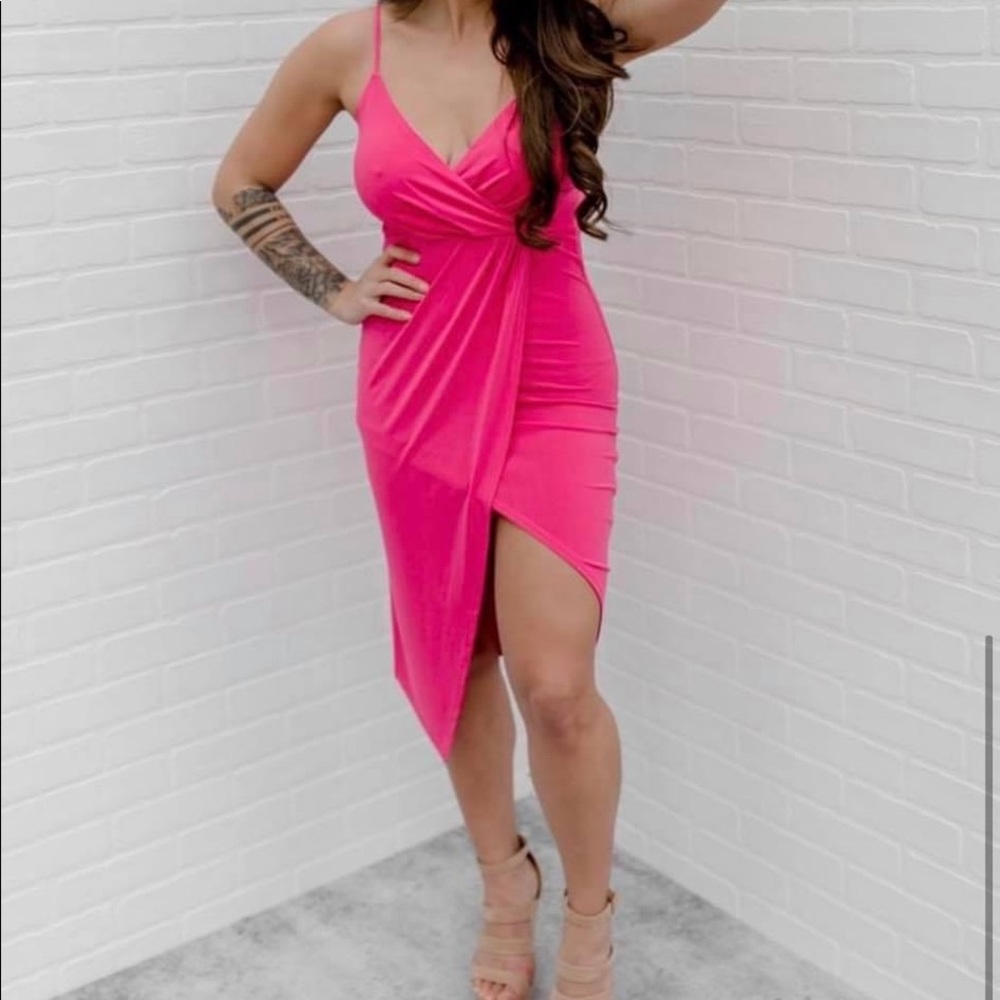 Hot pink asymmetrical dress
